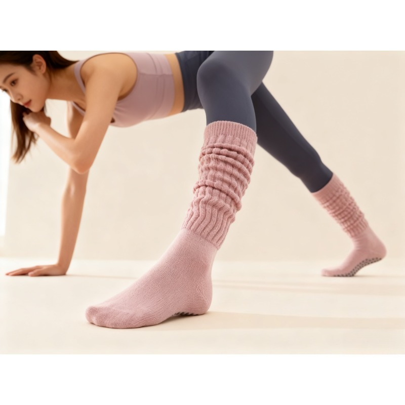 Pilates Yoga And Gym - Kadın Pamuklu Kaymaz Pilates Çorapları Uzun